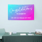 Herzlichen Glückwunsch Aqua Light Lila & Pink Ombr Banner (Messeveranstaltung)