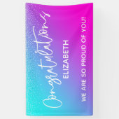 Herzlichen Glückwunsch Aqua Light Lila & Pink Ombr Banner (Vertikal)