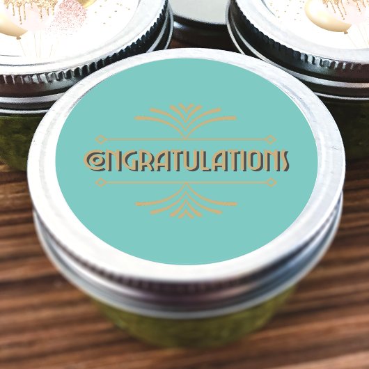 Herzlichen Glückwunsch Art Deco Runder Aufkleber