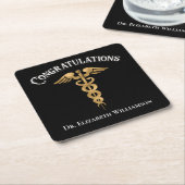 Herzlichen Glückwunsch Arzt Caduceus Rechteckiger Pappuntersetzer (angewinkelt)