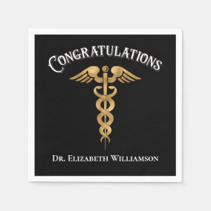 Herzlichen Glückwunsch Arzt Caduceus Serviette