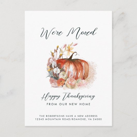 Herzlichen Glückwunsch aus unserem neuen Zuhause M Ankündigungspostkarte (Vorderseite)