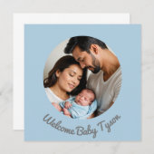 Herzlichen Glückwunsch Baby Blue, Begrüßungsbaby Einladung (Vorne/Hinten)