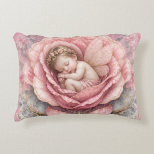Herzlichen Glückwunsch Baby Fee Mädchen Pink Rose  Dekokissen