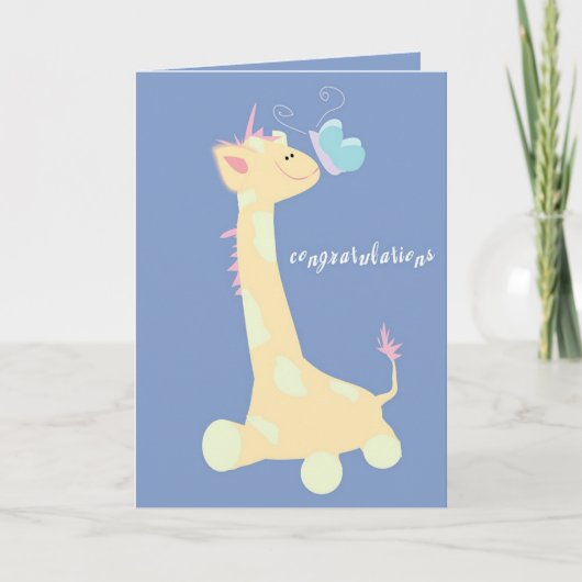 Herzlichen Glückwunsch (Baby Giraffe / Schmetterli Karte (Vorderseite)
