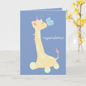 Herzlichen Glückwunsch (Baby Giraffe / Schmetterli Karte (Gelbe Blume)