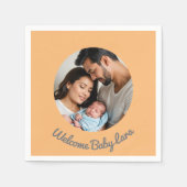 Herzlichen Glückwunsch Baby Jungen Pfirsich Brauch Serviette (Vorderseite)