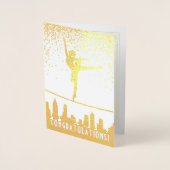 Herzlichen Glückwunsch Ballet Dancer Gold Confetti Folienkarte (Vorderseite)