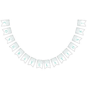 Herzlichen Glückwunsch Banner Türkis Silver Confet