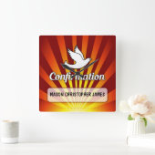 Herzlichen Glückwunsch Bejahung Taube, Gold, rote Quadratische Wanduhr (Zuhause)