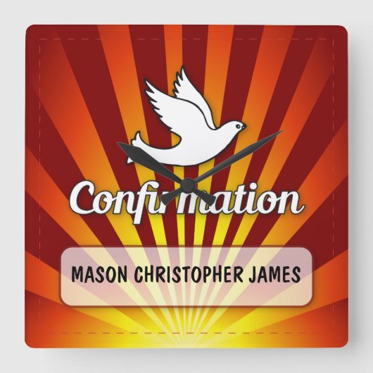 Herzlichen Glückwunsch Bejahung Taube, Gold, rote Quadratische Wanduhr (Vorderseite)