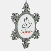 Herzlichen Glückwunsch Bejahung Taube mit Gold, Ro Schneeflocken Zinn-Ornament (Links)