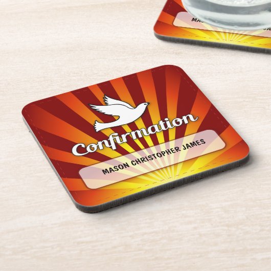 Herzlichen Glückwunsch Bejahung Taube mit Gold, Ro Untersetzer (Linke Seite)