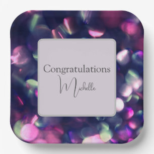 "Herzlichen Glückwunsch" Berry Sparkle Paper Plate Pappteller