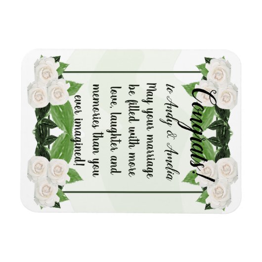 Herzlichen Glückwunsch Best Wishs White Roses Magn Magnet (Horizontal)