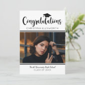 Herzlichen Glückwunsch Black 2025 Foto Graduation  Einladung (Stehend Vorderseite)