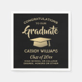 Herzlichen Glückwunsch Black and Gold Eleganter Ab Serviette (Vorderseite)