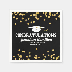 Herzlichen Glückwunsch Black Gold Confetti Abschlu Serviette