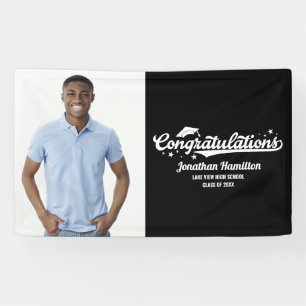 Herzlichen Glückwunsch Black Graduation Party Foto Banner
