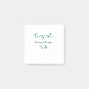 Herzlichen Glückwunsch blau grünes Hochzeitspaar N Post-it Klebezettel