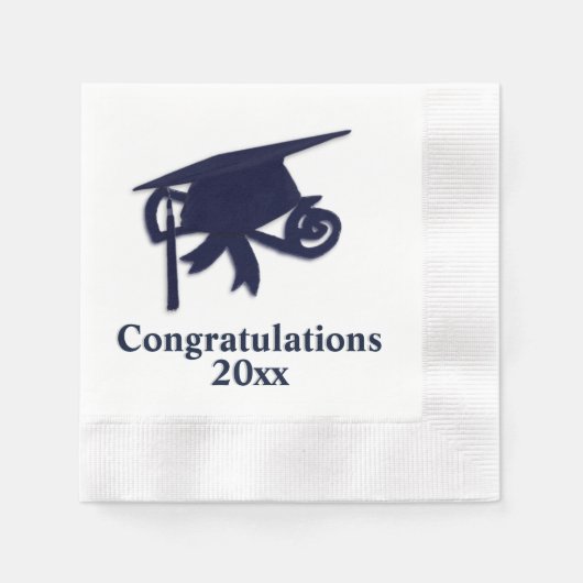 Herzlichen Glückwunsch Blue Cap Abschluss Serviette (Vorderseite)