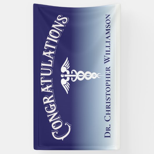 Herzlichen Glückwunsch Blue Medical Doktor Graduat Banner (Vertikal)