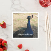 Herzlichen Glückwunsch Blue Proud Peacock Foto Bir Serviette (Beispiel)