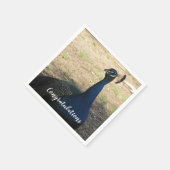 Herzlichen Glückwunsch Blue Proud Peacock Foto Bir Serviette (Ecke)