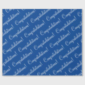 Herzlichen Glückwunsch Blue White Geschenkpapier (Flach)