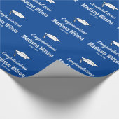 Herzlichen Glückwunsch Blue White Grad Abschluss Geschenkpapier (Ecke)