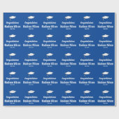 Herzlichen Glückwunsch Blue White Grad Abschluss Geschenkpapier (Flach)