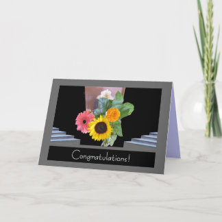 Herzlichen Glückwunsch - Blume und Treppen auf Gra Karte