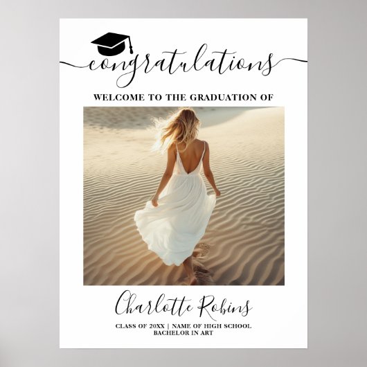 Herzlichen Glückwunsch Boho Abschluss Begrüßung Fo Poster (Vorne)