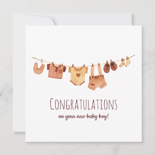 Herzlichen Glückwunsch Boho Baby Clothes Karte (Vorderseite)