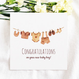 Herzlichen Glückwunsch Boho Baby Clothes Karte