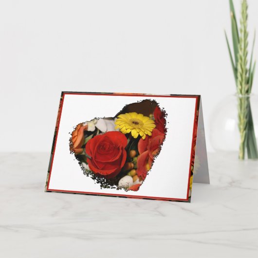 Herzlichen Glückwunsch Bouquet Grunge Blume Herz Karte (Vorderseite)