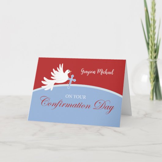 Herzlichen Glückwunsch Boy Dove auf Red Karte (Vorderseite)