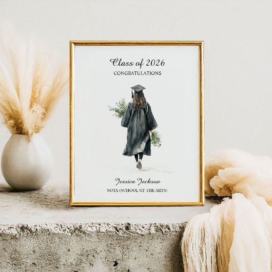 Herzlichen Glückwunsch Brunette Absolventin Abschl Poster