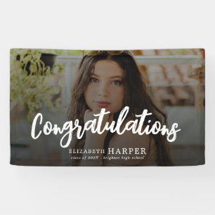 Herzlichen Glückwunsch Brush Script Foto Abschluss Banner