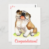 Herzlichen Glückwunsch Bulldog Puppy Dog Postkarte (Vorne/Hinten)