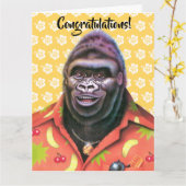 Herzlichen Glückwunsch Card Vain Gorilla Design. Karte (Gelbe Blume)