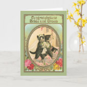 Herzlichen Glückwunsch Cat Bridge and Groom Wedday Karte (Gelbe Blume)