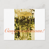 Herzlichen Glückwunsch Champagne Glass Postcard