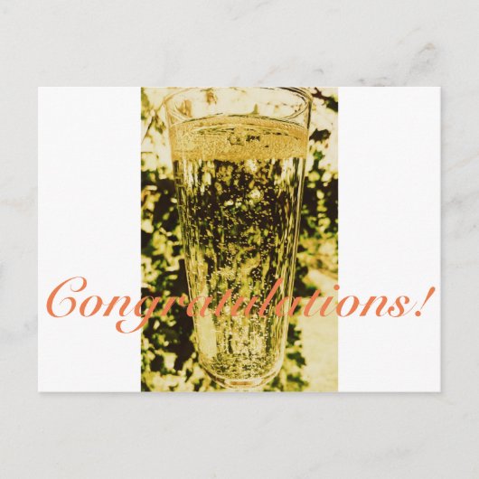 Herzlichen Glückwunsch Champagne Glass Postcard Postkarte (Vorderseite)