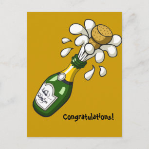 Herzlichen Glückwunsch Champagne Postcard Postkarte
