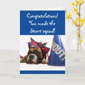 Herzlichen Glückwunsch Cheerleader Stunt Boxer Kar Karte (Gelbe Blume)