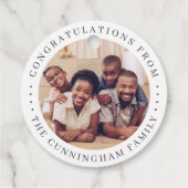 Herzlichen Glückwunsch Classic Simple Family Foto Geschenkanhänger (Rückseite)