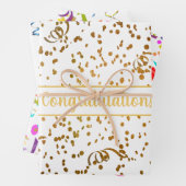 Herzlichen Glückwunsch Confetti Streamers Gold Mul Geschenkpapier Set (Beispiel)