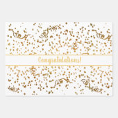 Herzlichen Glückwunsch Confetti Streamers Gold Mul Geschenkpapier Set (Vorderseite)