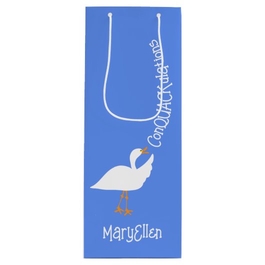 Herzlichen Glückwunsch Custom Blue Duck Wine Bag Geschenktüte Für Weinflaschen (Vorderseite)